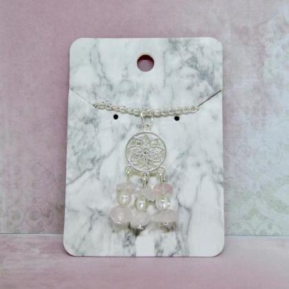 Rose Quartz Dreamcatcher Necklace