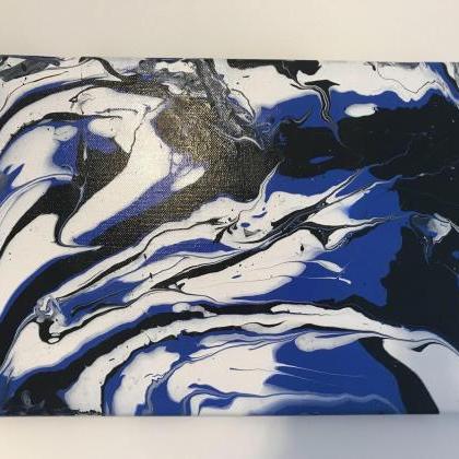 Blue acrylic fluid painting