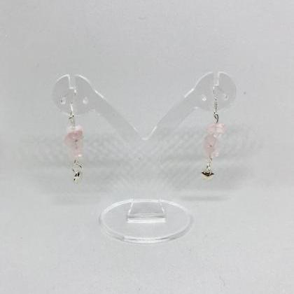Rose Quartz Heart Drop Earrings