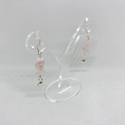 Rose Quartz Heart Drop Earrings