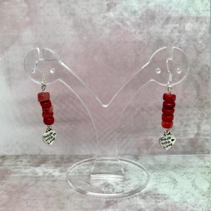 Red Coral Gemstone Drop Earrings