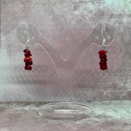 Simplistic Red Coral Drop Earrings