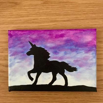 Unicorn sunset painting on canvas