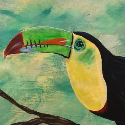Toucan Bird Acrylic Art Painting On Canvas