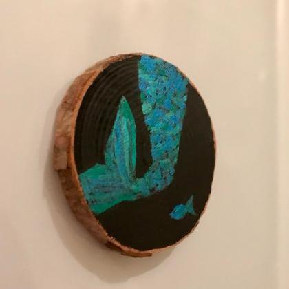mermaid magnet painted on wood