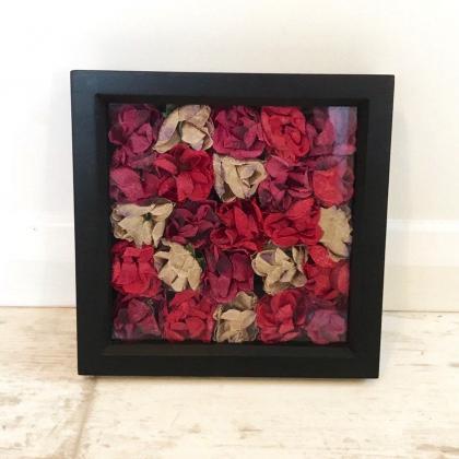 Red roses in a black box frame