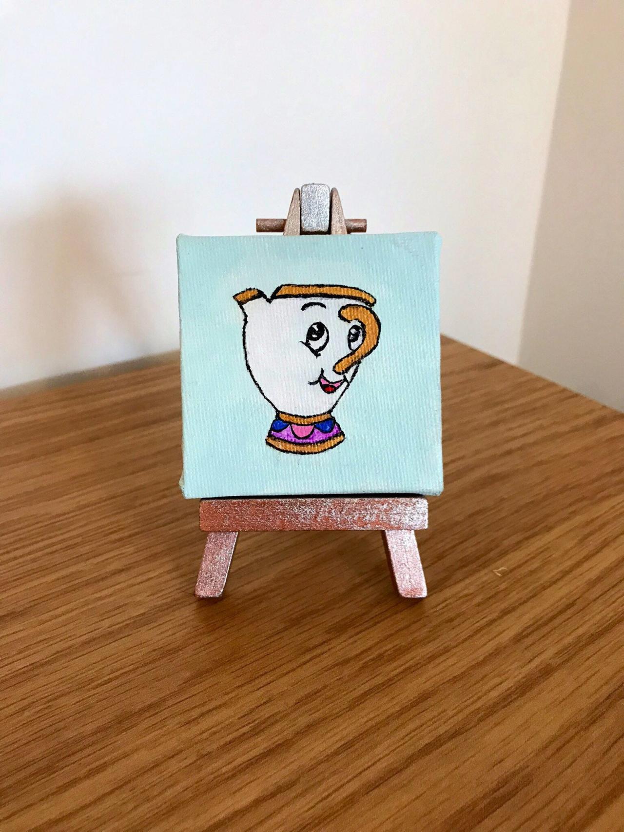Disney Beauty and the Beast chip mini painting with easel