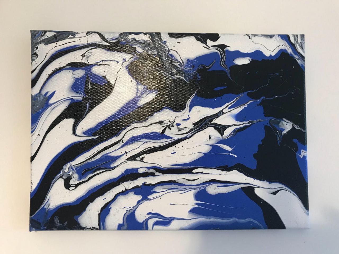 Blue acrylic fluid painting