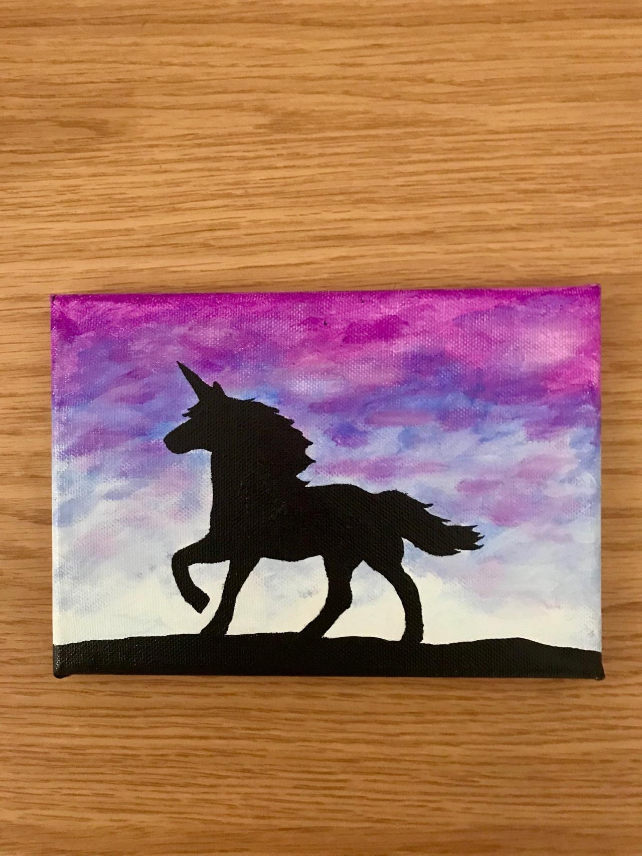 Unicorn sunset painting on canvas