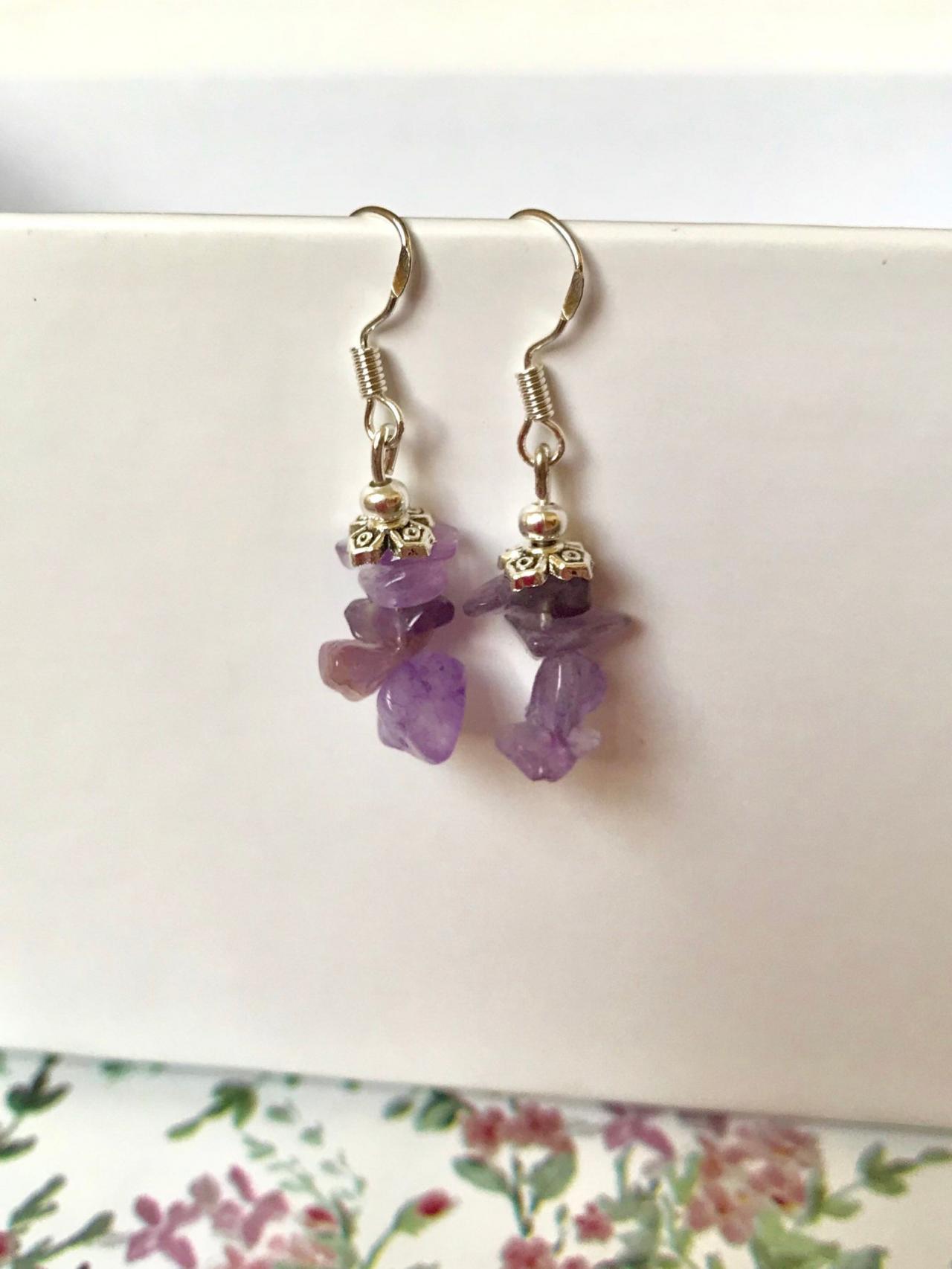 Purple amethyst drop earrings