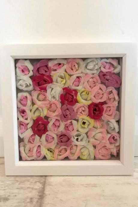 Box Frame Of Pink And Yellow Flowers
